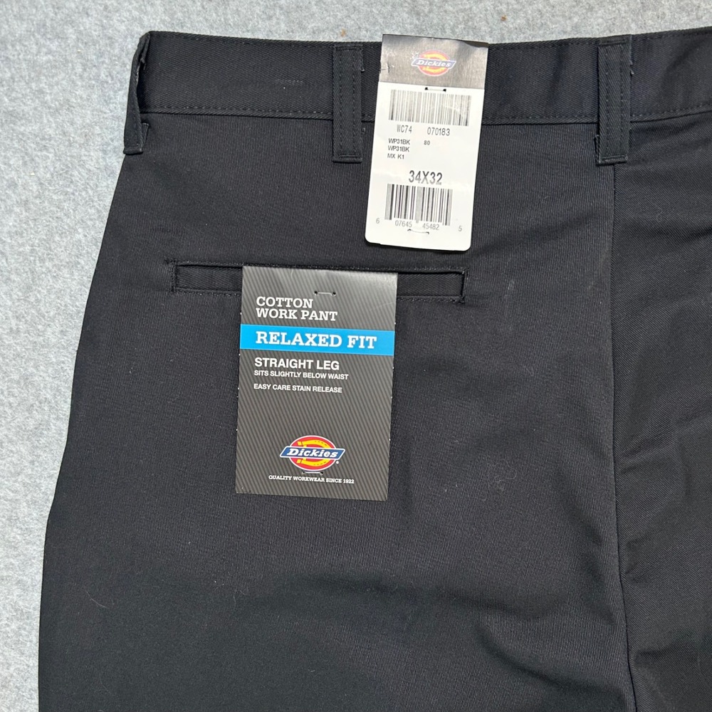 Dickies Work Pant Relaxed Fit Mens 34x32 Black Streetwear Workwear
